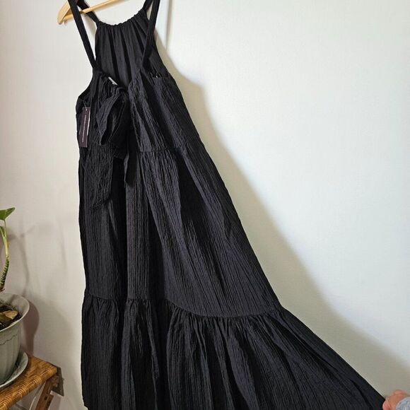 NWT FRENCH CONNECTION BLACK HALTER TIE BACK FULL/ MAXI DRESS SIZE SMALL - Picture 3 of 14